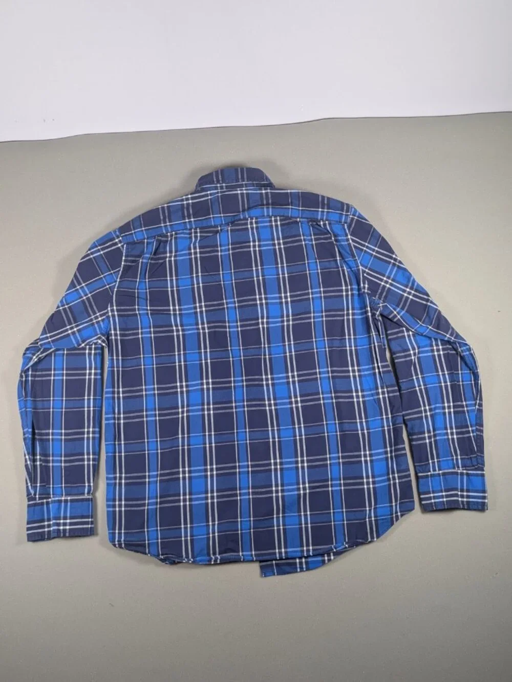 Mens J. Crew Long Sleeve Button Down Blue Plaid Shirt Large